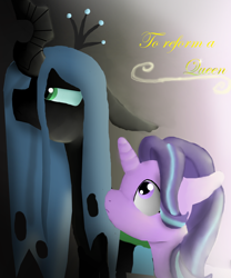 Size: 978x1175 | Tagged: safe, artist:mr100dragon100, character:queen chrysalis, character:starlight glimmer, comic:to reform a queen, comic cover, reformed starlight