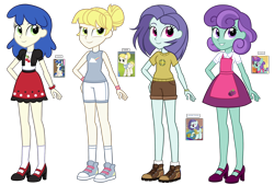 Size: 2448x1656 | Tagged: safe, artist:thecheeseburger, character:cherry cream, character:lavender sunrise, character:sugar cookie, species:pony, my little pony:equestria girls, background pony, converse, equestria girls-ified, hair bun, las pegasus resident, plum pop, shoes, simple background, transparent background