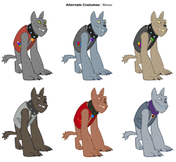 Size: 3800x3500 | Tagged: safe, artist:pika-robo, artist:qsteel, character:fido, character:rover, species:diamond dog, alternate costumes, clothing, crunch (character), dig dog, grundle king, jacket, king hugo, palette swap, recolor, rock dog, simple background, spot, transparent background, vector