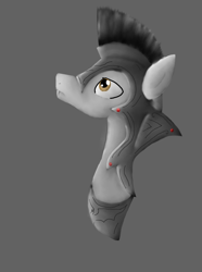 Size: 978x1317 | Tagged: safe, artist:mr100dragon100, species:pony, bust, gray background, guard, simple background, vampire