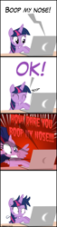 Size: 2000x8000 | Tagged: safe, artist:mrkat7214, character:twilight sparkle, character:twilight sparkle (alicorn), species:alicorn, species:pony, comic:twilight vs. computer, boop bait, comic, computer, derp, female, laptop computer, messy mane, scared, shrunken pupils, solo, spread wings, stunned, wings