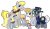 Size: 2088x1224 | Tagged: safe, artist:thecheeseburger, character:crackle pop, character:derpy hooves, character:dipsy hooves, character:graceful falls, character:hugh jelly, character:mr. zippy, species:earth pony, species:pegasus, species:pony, species:unicorn, clothing, family, food, group, hat, looking at you, mail, mailbag, mailmare, muffin, parent, siblings, simple background, smiling, transparent background