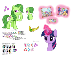 Size: 3960x3168 | Tagged: safe, artist:thecheeseburger, character:twilight sparkle, character:twilight sparkle (alicorn), oc, species:alicorn, species:pony, species:unicorn, colors, elements of harmony, female, green hair, green pony, mare, oc villain, simple background, smug, transparent background, villian