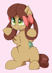 Size: 1394x1977 | Tagged: safe, artist:puetsua, character:yona, species:pony, episode:she's all yak, g4, my little pony: friendship is magic, bow, chest fluff, cute, female, monkey swings, ponified, pony yona, simple background, solo, species swap, yonadorable