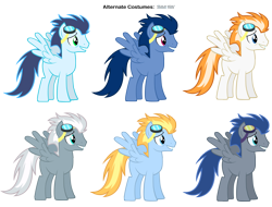 Size: 3750x2850 | Tagged: safe, artist:blackm3sh, artist:pika-robo, character:fire streak, character:lightning streak, character:silver lining, character:soarin', character:wave chill, alternate costumes, palette swap, recolor, shadowbolts, wonderbolts