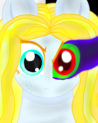 Size: 1200x1500 | Tagged: safe, artist:katya, oc, oc:sparkle light, species:pony, angry, corrupted, crying, face, solo