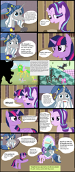 Size: 2288x5200 | Tagged: safe, artist:mr100dragon100, character:star swirl the bearded, character:starlight glimmer, character:twilight sparkle, character:twilight sparkle (alicorn), species:alicorn, species:pony, comic:to reform a queen, chaos, comic, discorded landscape, reupload