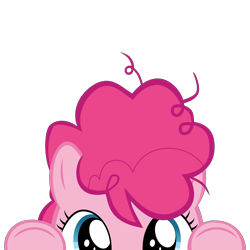 Size: 10000x10000 | Tagged: safe, artist:mrkat7214, part of a set, character:pinkie pie, species:earth pony, species:pony, absurd resolution, cute, diapinkes, female, filly, filly pinkie pie, messy mane, peekaboo, peeking, simple background, solo, soon, transparent background, younger