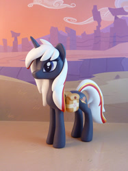 Size: 636x850 | Tagged: safe, artist:krowzivitch, oc, oc only, oc:velvet remedy, species:pony, species:unicorn, fallout equestria, cloud, commission, fanfic, fanfic art, female, figurine, fluttershy medical saddlebag, hooves, horn, mare, medical saddlebag, saddle bag, solo