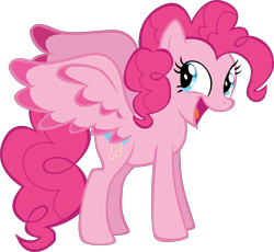 Size: 10588x9739 | Tagged: safe, artist:mrkat7214, character:pinkie pie, species:pegasus, species:pony, comic:twilight vs. computer, absurd resolution, big wings, colored wings, colored wingtips, female, happy, pegasus pinkie pie, race swap, simple background, solo, transparent background, vector, wings