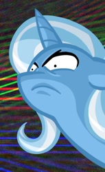 Size: 360x590 | Tagged: safe, alternate version, artist:texasuberalles, character:trixie, species:pony, species:unicorn, angry, cropped, death stare, female, mare, reaction image, solo, trixie is not amused, unamused