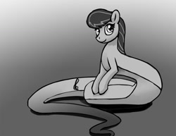 Size: 1280x989 | Tagged: safe, artist:warskunk, character:octavia melody, species:lamia, female, grayscale, lamiafied, monochrome, original species, simple background, solo, species swap