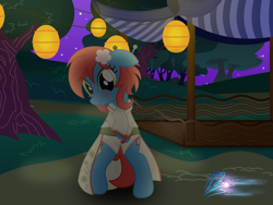 Size: 8000x6000 | Tagged: safe, artist:nightmaremoons, oc, oc only, oc:sureibu, species:pony, bipedal, blushing, clothing, commission, festival, kimono (clothing), lantern, paper lantern, sexy, show accurate, solo