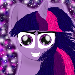 Size: 1500x1500 | Tagged: safe, artist:katya, character:twilight sparkle, species:pony, female, grin, looking at you, smiling, solo, staring into your soul
