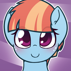 Size: 1000x1000 | Tagged: safe, artist:puetsua, character:windy whistles, species:pegasus, species:pony, species:unicorn, abstract background, blushing, bust, cute, female, looking at you, mare, milf, portrait, smiling, solo, windybetes