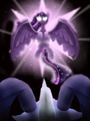 Size: 1001x1341 | Tagged: safe, artist:mr100dragon100, character:grogar, character:twilight sparkle, character:twilight sparkle (alicorn), species:alicorn, species:pony, good vs evil, light, repost, series finale