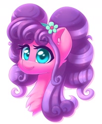 Size: 1376x1671 | Tagged: safe, artist:puetsua, character:petunia petals, species:earth pony, species:pony, friendship is magic: rainbow roadtrip, g4, my little pony: friendship is magic, cute, female, flower, flower in hair, mare, petalbetes, smiling, solo