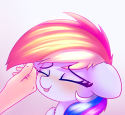 Size: 2500x2300 | Tagged: safe, artist:heavymetalbronyyeah, character:rainbow dash, species:human, species:pony, chest fluff, cute, dashabetes, dawwww, ear fluff, eyes closed, female, high res, hnnng, human on pony petting, offscreen character, offscreen human, petting, smiling, tongue out