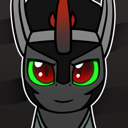 Size: 1000x1000 | Tagged: safe, artist:puetsua, character:king sombra, species:pony, species:unicorn, abstract background, avatar, bust, full face view, looking at you, outline, white outline