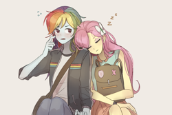 Size: 1800x1200 | Tagged: safe, artist:tcn1205, character:fluttershy, character:rainbow dash, species:human, ship:flutterdash, my little pony:equestria girls, cute, dawwww, female, humanized, lesbian, onomatopoeia, pony coloring, shipping, sleeping, sound effects, zzz