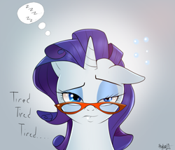 Size: 1133x972 | Tagged: safe, artist:skyline19, character:rarity, bust, female, glasses, portrait, solo, tired