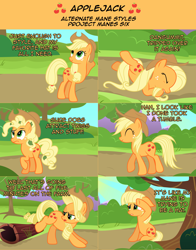 Size: 2136x2726 | Tagged: safe, artist:nightmaremoons, character:applejack, species:pony, ask pun, alternate hairstyle, ask, female, mane swap, solo