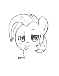 Size: 799x1037 | Tagged: safe, artist:trickydick, character:babs seed, species:pony, blep, female, monochrome, solo, tongue out