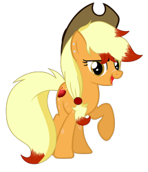 Size: 1896x2208 | Tagged: safe, artist:pegasski, artist:rukemon, base used, oc, oc only, oc:jacklyn apples, species:earth pony, species:pony, clone, clothing, commission, cowboy hat, ear piercing, earring, female, freckles, hat, heterochromia, jewelry, mare, not applejack, piercing, raised hoof, scar, simple background, solo, transparent background