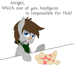 Size: 500x449 | Tagged: safe, artist:phoenixswift, oc, oc:fuselight, species:pegasus, species:pony, ask, ask fuselight, male, mouth hold, solo, stallion, tumblr, wrench
