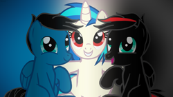 Size: 3840x2160 | Tagged: safe, artist:agkandphotomaker2000, character:dj pon-3, character:vinyl scratch, oc, oc:arnold the pony, oc:pony video maker, species:pegasus, species:pony, species:unicorn, adorable face, cute, friendship, group shot, looking at you