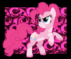 Size: 1060x875 | Tagged: safe, artist:cindydreamlight, character:pinkie pie, species:pony, abstract background, alternate design, black background, female, simple background, solo