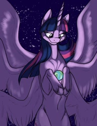 Size: 700x906 | Tagged: safe, artist:foxenawolf, character:twilight sparkle, character:twilight sparkle (alicorn), species:alicorn, species:pony, apotheosis, female, macro, mare, multiple wings, older twilight, planet, pony bigger than a planet, seraph, seraphicorn, six wings, ultimate twilight, unshorn fetlocks