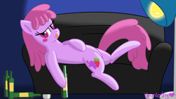Size: 1920x1080 | Tagged: safe, artist:verminshy, character:berry punch, character:berryshine, couch, drunk, wine