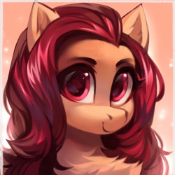 Size: 2048x2048 | Tagged: safe, artist:share dast, oc, oc:crimm harmony, species:pegasus, species:pony, beautiful, bust, chest fluff, cute, ear fluff, female, gradient background, mare, pegasus oc, solo, sparkles