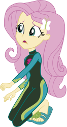 Size: 4655x8794 | Tagged: safe, artist:marcorois, edit, character:fluttershy, g4, my little pony: equestria girls, my little pony:equestria girls, aww... baby turtles, clothing, feet, female, flip-flops, heel pop, sandals, simple background, solo, swimsuit, transparent background, vector, wetsuit