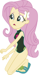 Size: 4655x8794 | Tagged: safe, artist:marcorois, character:fluttershy, g4, my little pony: equestria girls, my little pony:equestria girls, adorasexy, aww... baby turtles, clothing, cute, feet, female, flip-flops, heel pop, legs, sandals, sexy, simple background, solo, swimsuit, swimsuit edit, thighs, transparent background, vector