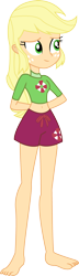 Size: 1118x3905 | Tagged: safe, artist:marcorois, character:applejack, episode:turf war, g4, my little pony: equestria girls, my little pony:equestria girls, barefoot, belly button, clothing, feet, female, lifeguard applejack, shorts, simple background, solo, swimsuit, transparent background, vector