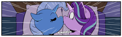 Size: 2728x832 | Tagged: safe, artist:raph13th, character:starlight glimmer, character:trixie, species:pony, ship:startrix, cropped, female, kissing, lesbian, shipping, smooch, surprise kiss