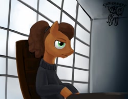 Size: 679x525 | Tagged: safe, artist:warskunk, character:cheese sandwich, species:pony, episode:the last laugh, g4, my little pony: friendship is magic, clothing, male, solo, sweater, turtleneck, window