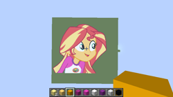 Size: 854x480 | Tagged: safe, artist:marcorois, character:sunset shimmer, my little pony:equestria girls, female, minecraft, minecraft pixel art, pixel art, solo