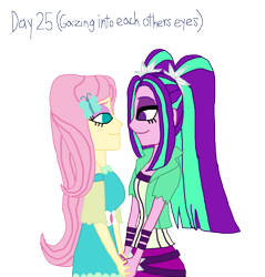 Size: 2000x2090 | Tagged: safe, artist:bigpurplemuppet99, character:aria blaze, character:fluttershy, ship:ariashy, my little pony:equestria girls, 30 day otp challenge, female, flutterblaze, lesbian, shipping