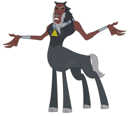 Size: 5516x5000 | Tagged: safe, artist:dragonchaser123, character:lord tirek, species:centaur, episode:twilight's kingdom, g4, my little pony: friendship is magic, antagonist, beard, claws, cloven hooves, facial hair, frown, horns, medallion, nose piercing, nose ring, piercing, scorpan's necklace, shackles, simple background, skinny, spread arms, transparent background, vector, weakened