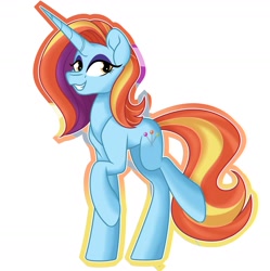 Size: 1600x1605 | Tagged: safe, artist:missmele-madness, character:sassy saddles, species:pony, species:unicorn, female, mare, missing accessory, simple background, solo, white background