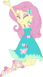 Size: 1844x3292 | Tagged: safe, artist:marcorois, character:fluttershy, episode:do it for the ponygram!, g4, my little pony: equestria girls, my little pony:equestria girls, spoiler:eqg series (season 2), armpits, clothing, eyes closed, eyeshadow, female, makeup, simple background, smiling, solo, transparent background, vector