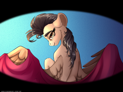 Size: 3000x2250 | Tagged: safe, artist:skitsroom, oc, oc only, oc:mayata, species:pegasus, species:pony, bedroom eyes, blanket, female, looking at you, mare, morning ponies, offscreen character, pov, solo