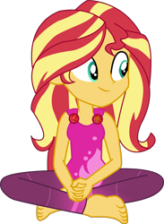 Size: 4111x5612 | Tagged: safe, artist:marcorois, character:sunset shimmer, episode:wake up!, g4, my little pony: equestria girls, my little pony:equestria girls, spoiler:choose your own ending (season 2), spoiler:eqg series (season 2), absurd resolution, barefoot, clothing, cute, feet, female, geode of empathy, magical geodes, pants, shimmerbetes, simple background, sitting, solo, transparent background, vector, wake up!: rainbow dash, yoga pants