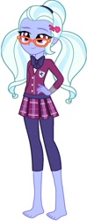 Size: 336x852 | Tagged: safe, artist:marcorois, edit, editor:thomasfan45, character:sugarcoat, my little pony:equestria girls, barefoot, clothing, crystal prep academy, crystal prep academy uniform, crystal prep shadowbolts, feet, female, glasses, hand on hip, pigtails, school uniform, solo, vector