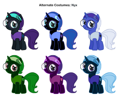 Size: 2725x2155 | Tagged: safe, artist:aibotnya, artist:pika-robo, character:nightmare moon, character:princess luna, oc, oc:nyx, species:alicorn, species:pony, fanfic:past sins, alicorn oc, alternate costumes, palette swap, recolor