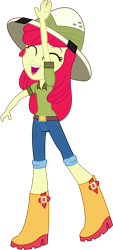 Size: 3032x6713 | Tagged: safe, artist:marcorois, character:apple bloom, episode:the canterlot movie club, eqg summertime shorts, g4, my little pony: equestria girls, my little pony:equestria girls, adorabloom, boots, clothing, cute, eyes closed, female, hat, jeans, open mouth, pants, shirt, shoes, simple background, solo, transparent background, vector