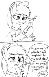 Size: 1538x2441 | Tagged: safe, artist:zippysqrl, character:derpy hooves, species:pony, bust, comic strip, context in description, dialogue, explicit description, female, grayscale, hoof hold, monochrome, phone, reality ensues, sigh, sketch, solo, speech bubble